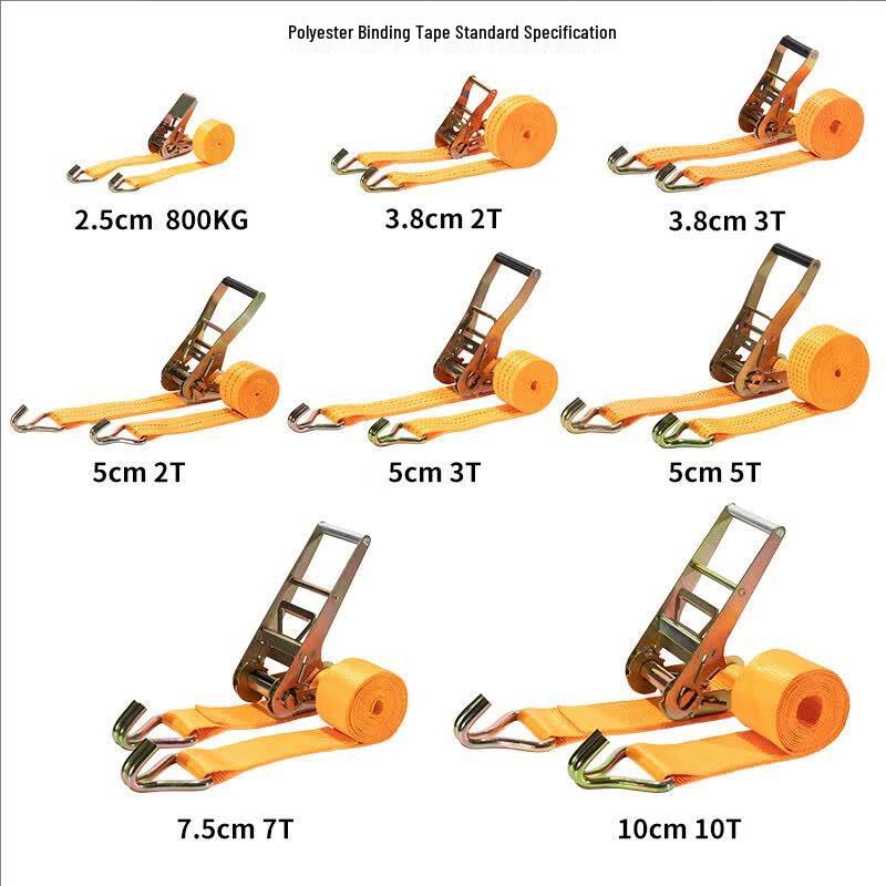 Orange Polyester Ratchet Lashing Strap