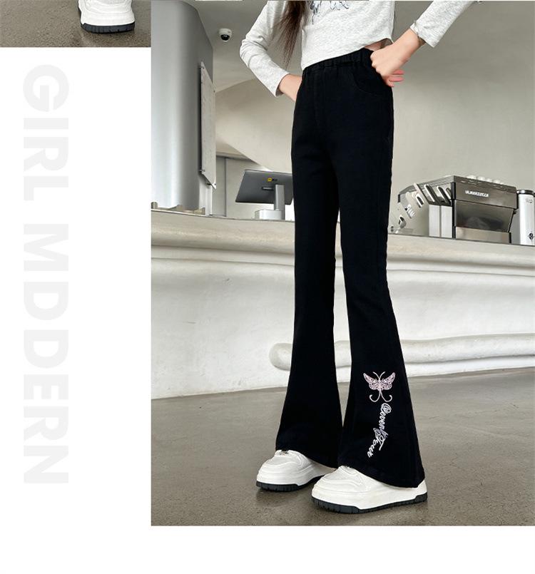 Pantalon Flare Doublé Polaire pour Filles: Vêtements décontractés tendance automne/hiver pour préadolescents