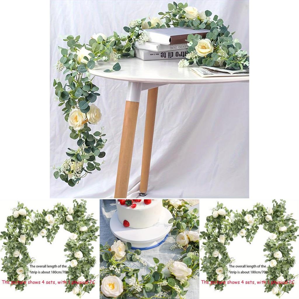 Artificial Rose And Vine Wall Hanging Wedding Decor With Plastic Material For Event Decoration