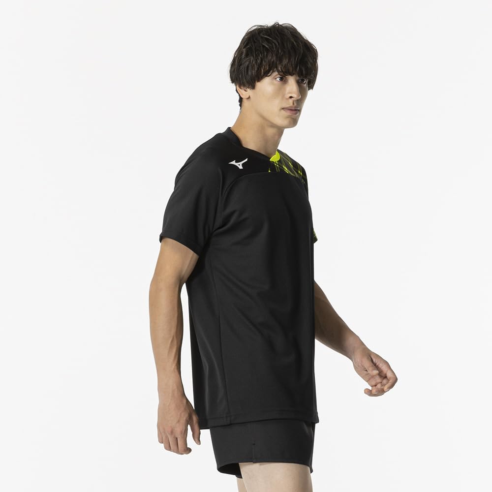 Volleyball Game Short Graphic Size V2MAB111 Shirt, Sleeve, Print, Unisex, Adult, Black/Safety Yellow, XS,