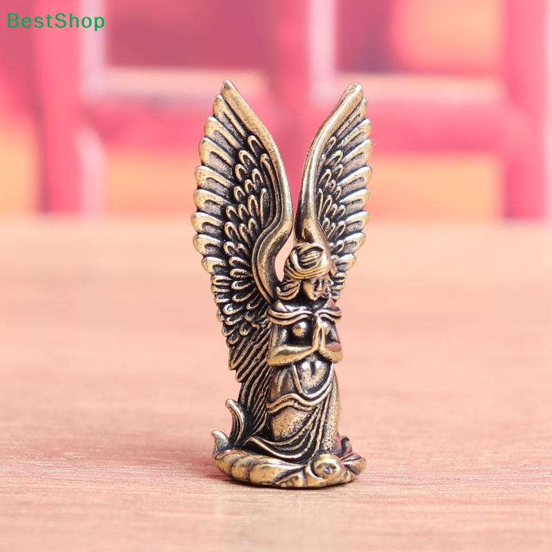 Vintage Brass Angel Figurine - Small Praying Angel Statue for Home Decor, Desktop Ornament & Collectible Gift