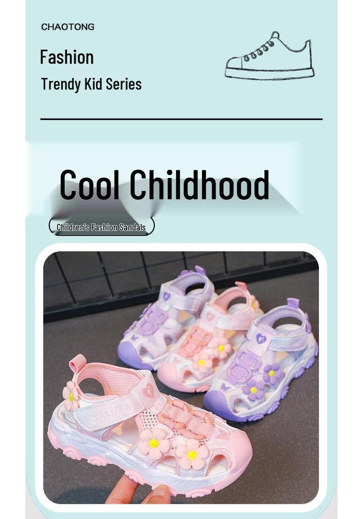 Mädchen Prinzessin Sandalen 2026 Sommer Geschlossene Zehenpartie - Koreanischer Stil Lässige Strandschuhe