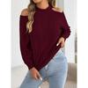 Womens Casual Solid Off Shoulder Long Sleeve Pullover Sweater