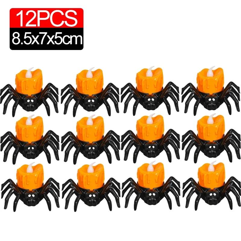 122Pcs Led Spider Candle Light Lamp Flickering Flameless Battery Lights Flashing Electric Candles Halloween Party Decoration