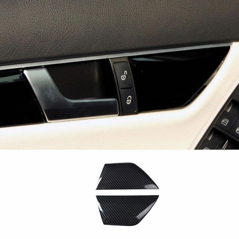 Carbon Fiber Interior Door Panel Cover Trim 2PCS For Benz 2007-2013 2014 C-Class