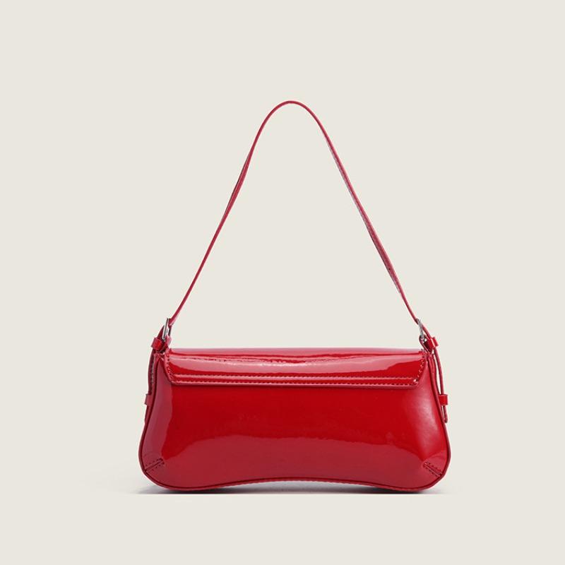 Red baguette armpit bag 2 new women s bag fashionable and simple commuter flip retro shoulder bag