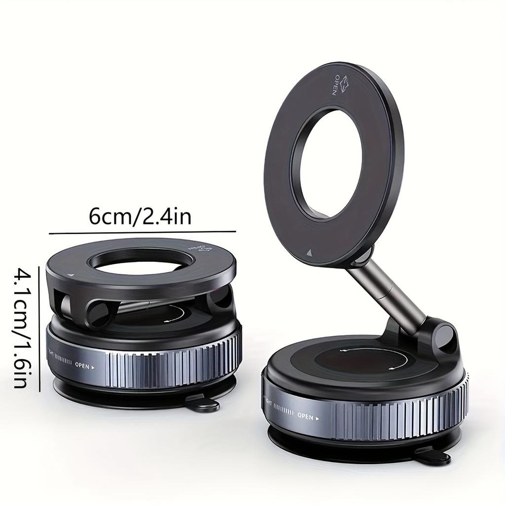 Skladací magnetický držiak mobilného telefónu do auta, Mechanická vákuová prísavka 360° otočný silný magnetický adsorpčný držiak Navigačný univerzálny držiak
