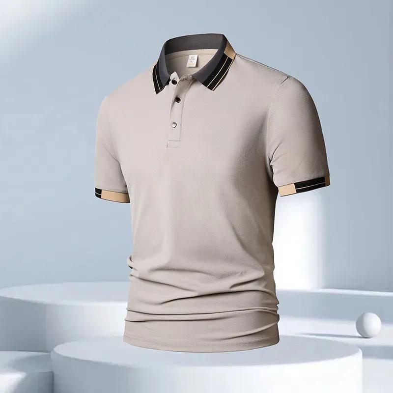 New Men's Business Casual Short Sleeved Shirt Solid Color Polo Shirt Fashionable Breathable Comfortable Versatile Top