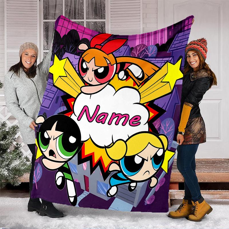 Personalized Custom Name Blanket - The Powerpuff Girls Print Design,Blanket for Sofa,Bed,Travel,Camping - Soft and Warm, Great Gift
