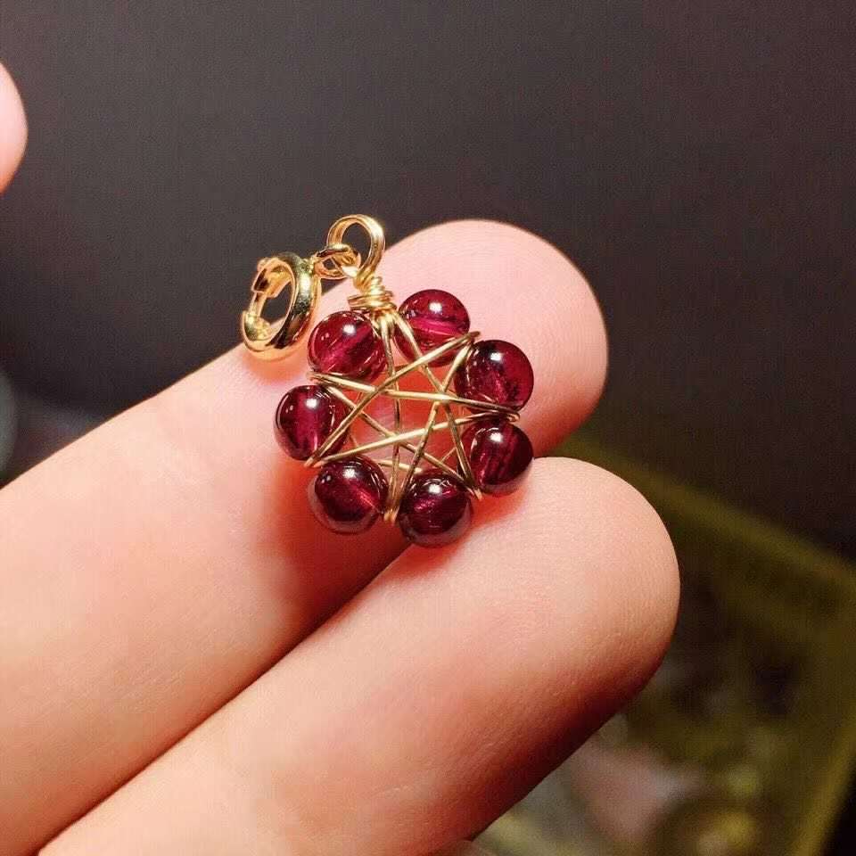 Натуральный Кристалл Гранат Жемчуг Плетеная Подсолнух Подвеска Маленькая Капля Diy Ювелирные Аксессуары