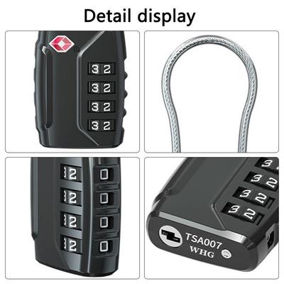Cadeado de Combinação de 4 Dígitos TSA Ferramenta de Segurança Durável Cadeado Codificado para Mala de Viagem Bagagem Cadeado com Cabo de Aço Cadeado para Armário Viagem