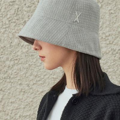 VA Studded Tweed Drop Bucket Hat In Gray
