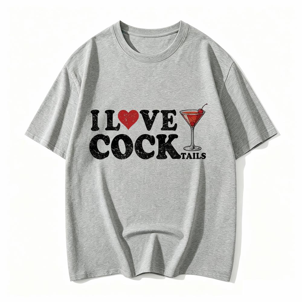 Unisexs Funny I Love Cocktails Pattern Tshirt Humorous Drinking Joke Design Printed Casual Short Sleeved Tshirt Clothing