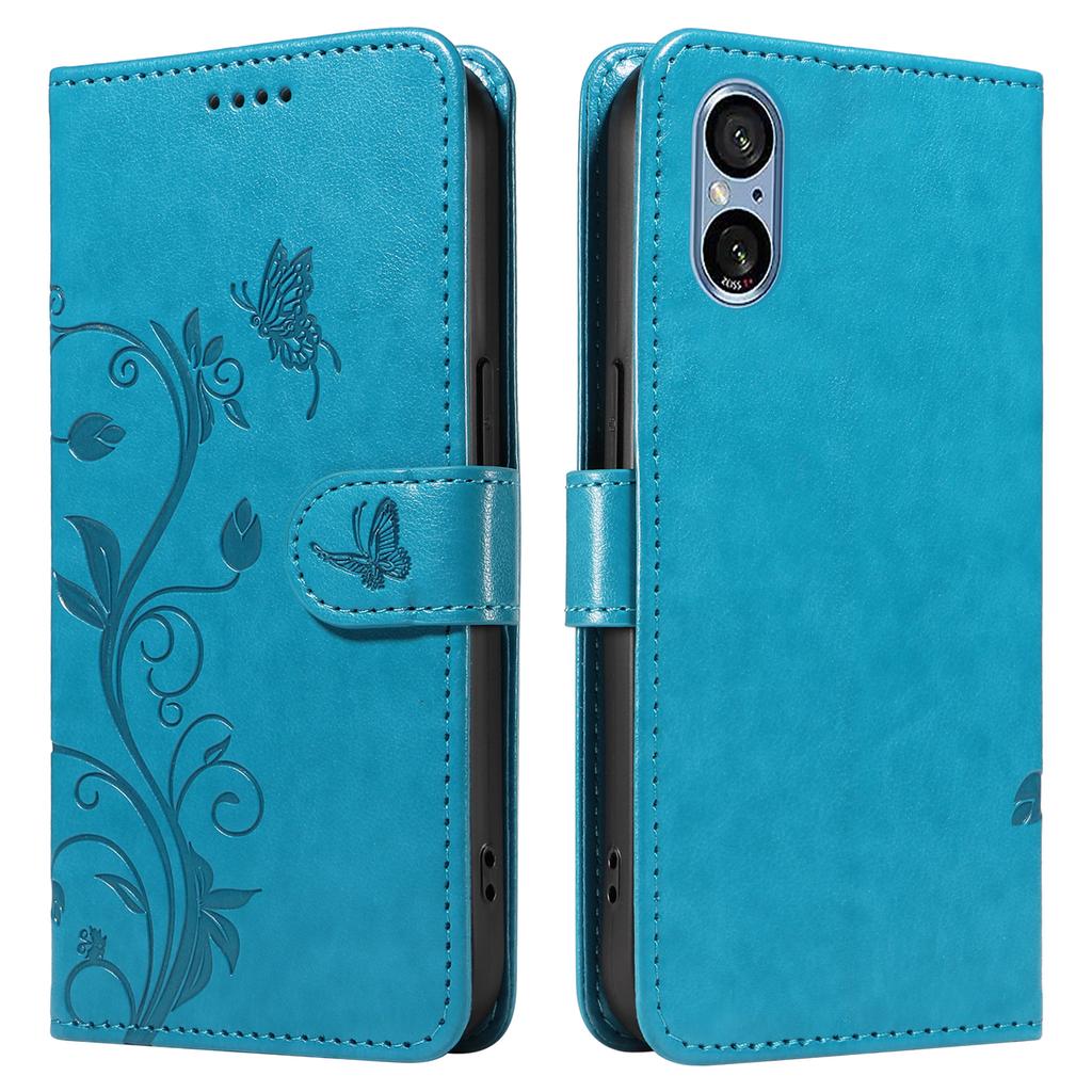 For Sony Xperia 10 VI PU Leather Cases Flower Pattern Wallet Stand Phone Cover with Strap