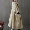 Spring Autumn Women Trench Coat Solid Color Loose Hooded Streetwear Literary Style Single Breasted Windbreaker Overcoat for Working
