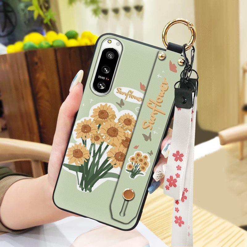 Protective Phone Holder Phone Case For Sony Xperia5 IV Kickstand Dirt-resistant Lanyard Back Cover Waterproof Soft Case