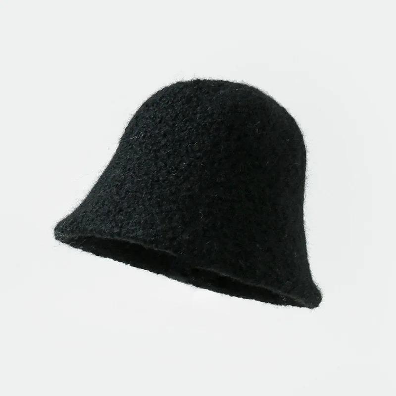 Winter Warm Wool Hats for Women Elegant Solid Color Bucket Hat Adjustable Head Circumference Beanie Man Cap Outdoor Keep Warm
