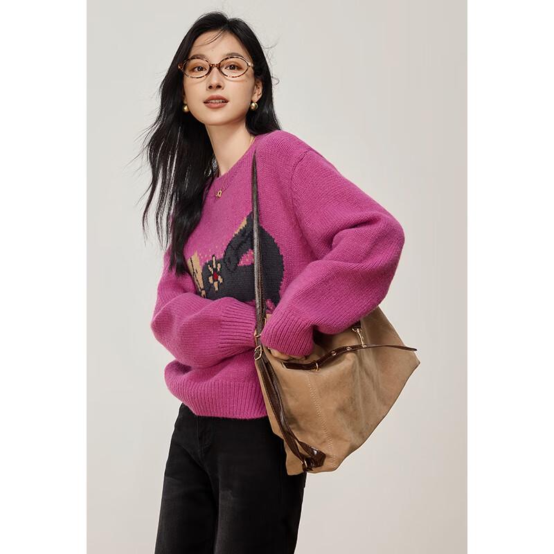 VICTORIA&VERA Women's Horse Jacquard Knit Sweater