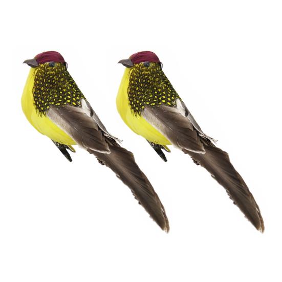 

2 шт., искусственные украшения в виде птиц, реалистичный очаровательный внешний вид, имитация пенополистирола, украшение в виде птицы, статуи на заднем дворе, декор для дома жёлтый