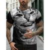 Fashion Men's Crew Neck Short Sleeve 3D Casual Color Printing Casual Short Sleeve Crew Neck T-Shirt
