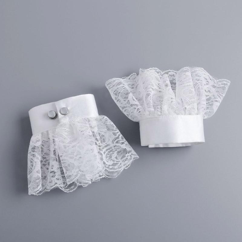 Lace Ruff Collar Wrist Cuffs for Girls Renaissance Victorian Play Medieval Cosplay Victorian Ruffled Lace Cosplay