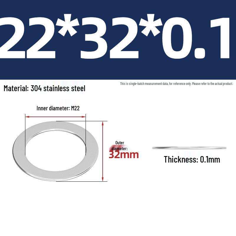 304 Stainless Steel Ultra-Thin Flat Washers - Available in Thickness: 0.1mm, 0.2mm, 0.3mm, 0.5mm