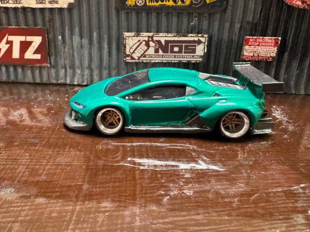 Metallic green Lamborghini Temerario minicar