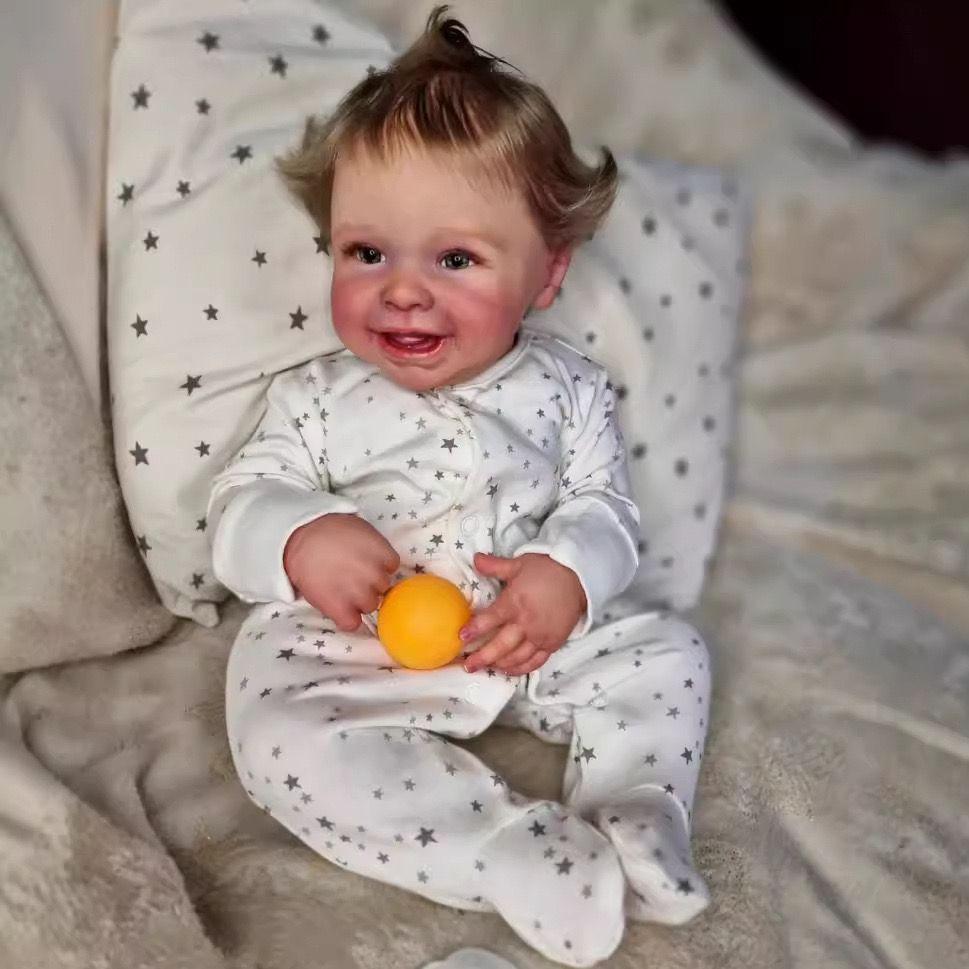 Roztomilé 19palcové látkové reborn panenky Harper s úsměvem na tváři, imitace miminek, skutečné jako reborn panenka, dětské hračky pro děti od 3 let