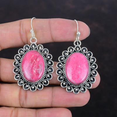 Thulit Ohrringe 925 Sterling Silber Ohrringe Handgefertigter Schmuck Echter Edelstein Ohrringe Thulit Schmuck Designer Ohrringe Jahrestag Geschenke