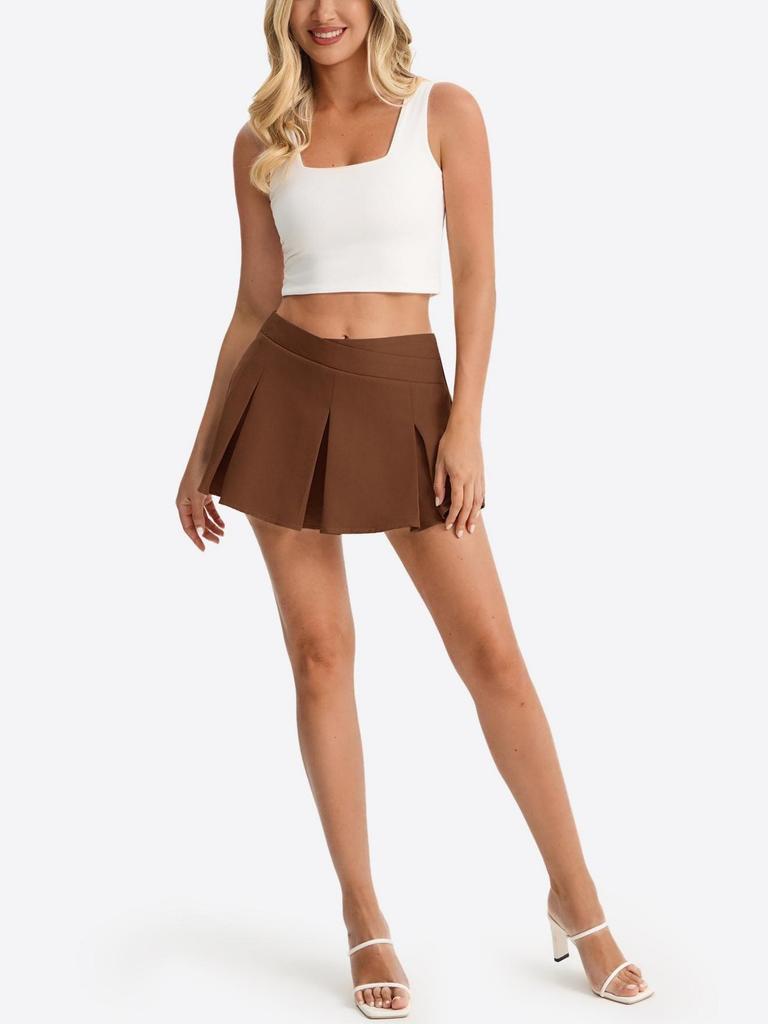 Gonna Corta Pieghettata a Vita Alta da Donna, Stile Tennis a Linea A, Gonna Casual