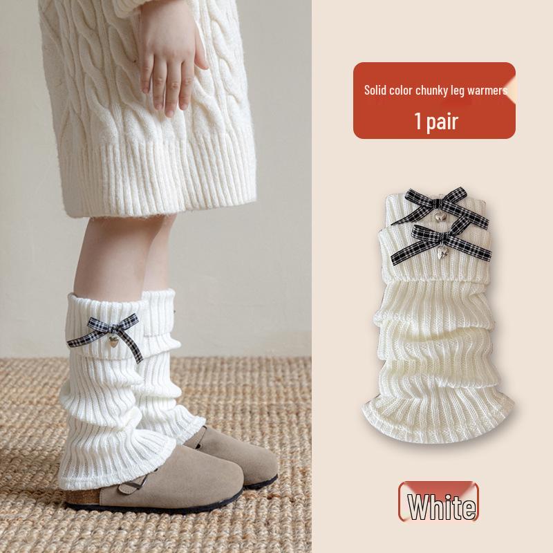 Winter Girls' Korean Style Bow Knot Ruffle Knit Leg Warmers