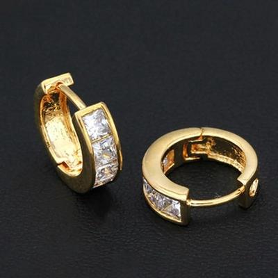 Zirkon Top Qualität Luxus Romantisches Hochzeitsgeschenk Schmuck Ein Paar Herren Vergoldet Runde Strass Glänzende Creolen
