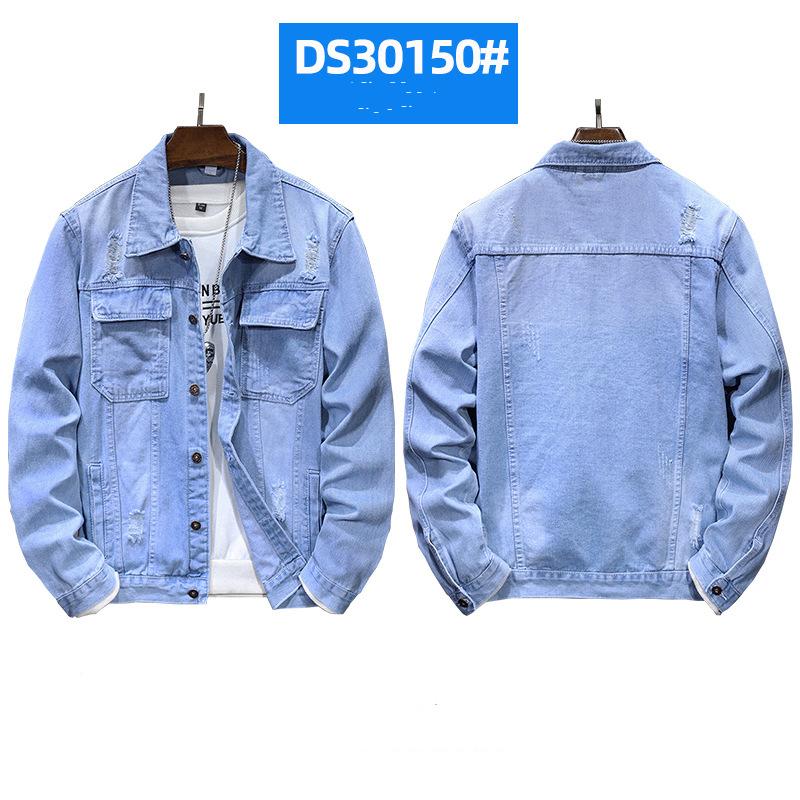 Men's Ripped Jacket Windproof Jacket Washed Denim Jacket Plus Size Denim Jacket