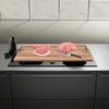 Acacia Wood Stove Top Cover W/ Gold Handles, Modern Rectangular Kitchen Countertop Protector - Max Load 20kg/44lbs, 29x21x0.5 In