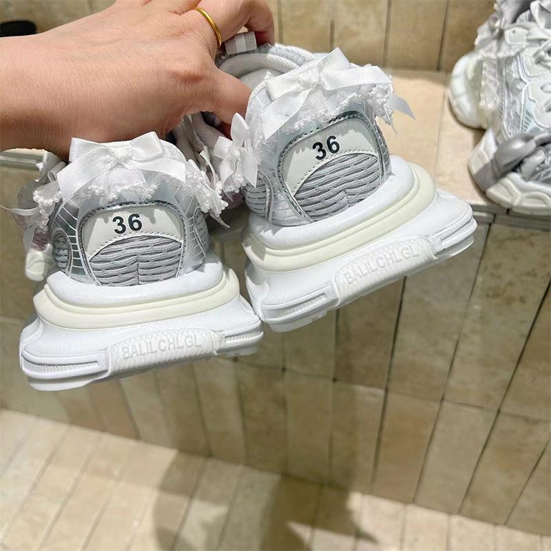 Fashion Thick-soled Sports Shoes Women Bow Tie Casual Run Shoe Versatile Mesh Breathe Comfort Outdoor Large Size Women Shoe