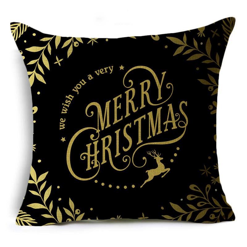 Creative Black and White Christmas Theme Pillowcase Holiday Gift Sofa Decorative Cushion Cover 40*40cm/45*45cm/50*50cm