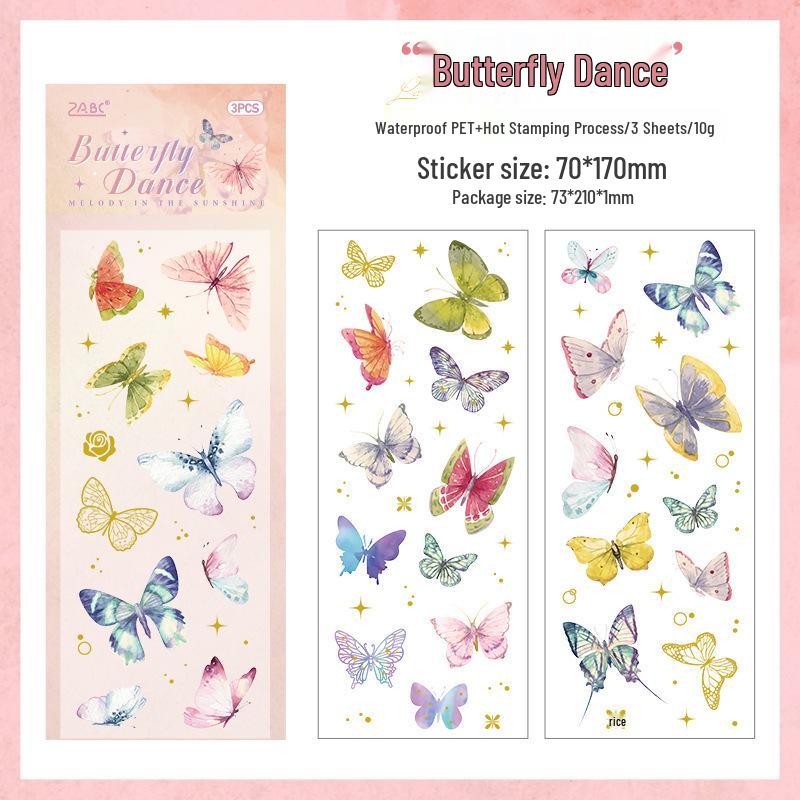 

Inspiration Roaming Series: 3 Sheets of PET Journal Base Die-cut Stickers with Hot Stamping