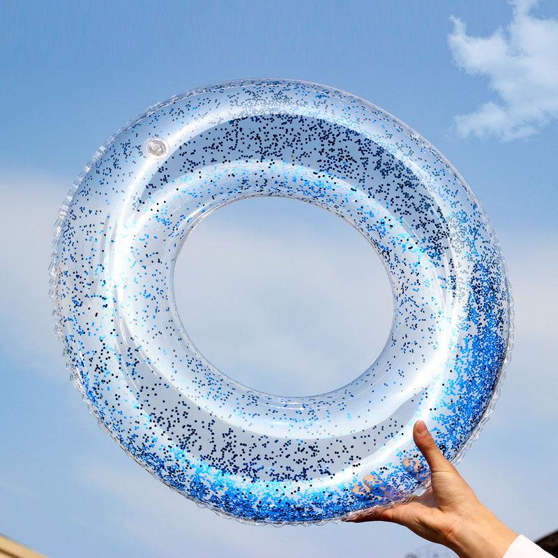 Transparent Glitter Pool Foats Swimming Ring Adult Children Inflatable Pool Tube Giant Float Boys Girl Water Fun Toy Swim Laps