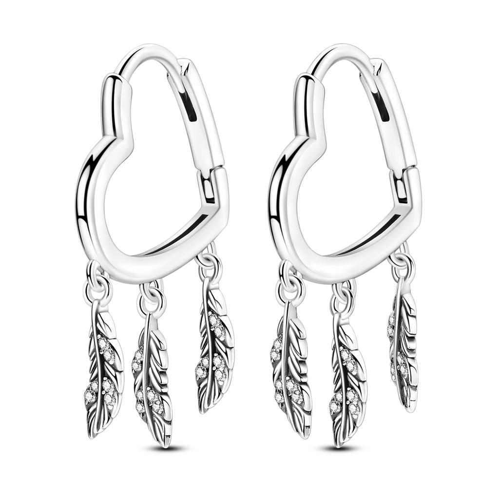 Woman Earring 925 Silver Original Eardrop Hoop Earring Sunflower Bee Bow Fashion Jewelry