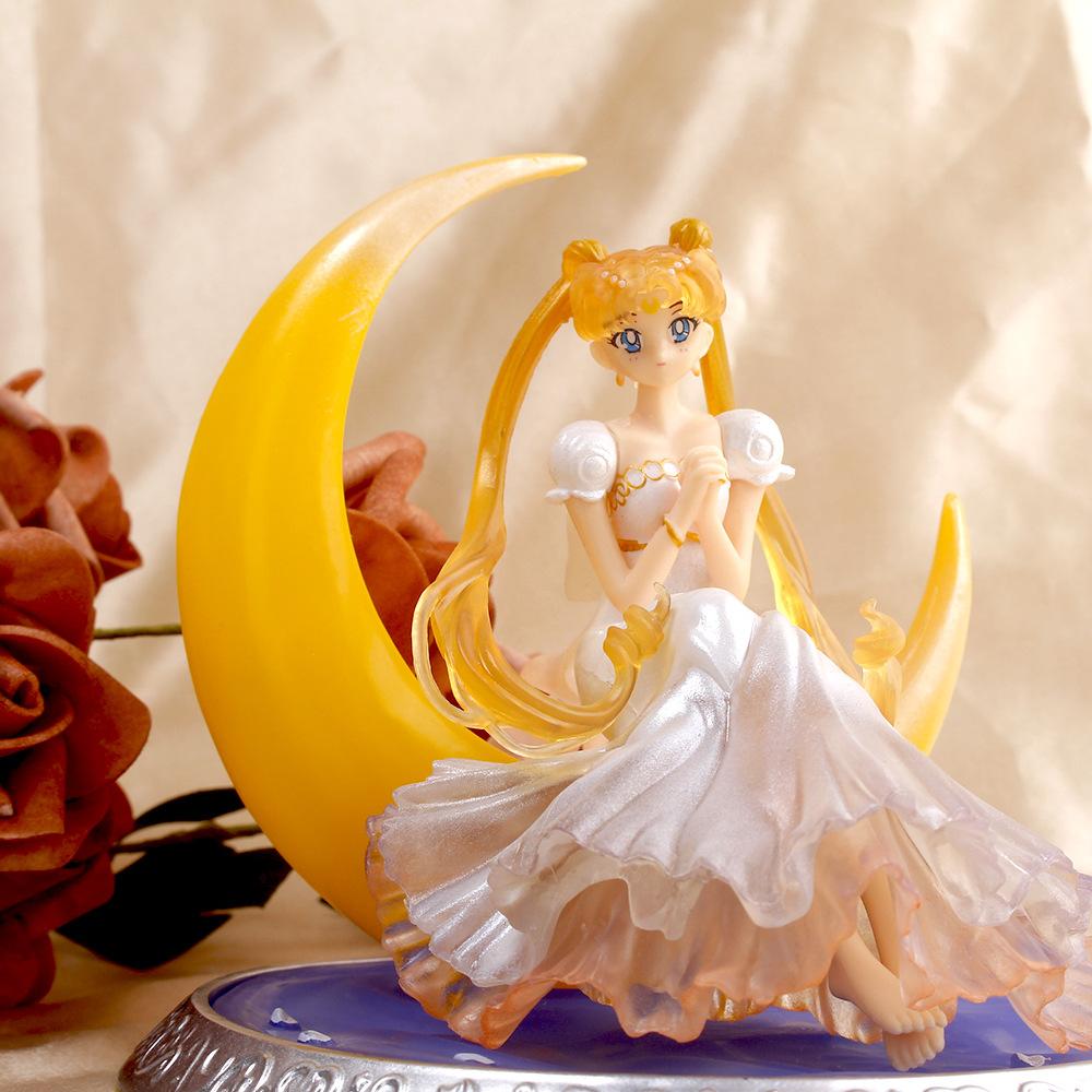 New Cartoon 23cm Anime Sailor Moon Tsukino Action Figure Wings Toy Doll Cake Decoration PVC Model Girls Gift Toy for kid