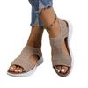 Shoes 2025 summer new fashionable large size flat-bottomed fly-woven women's sandals