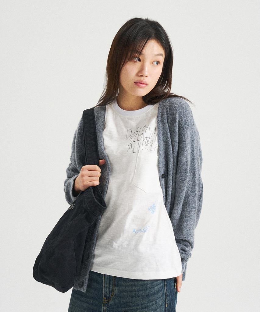 SLOWACID Pocket Note Slub Short Sleeve T-Shirt [White]