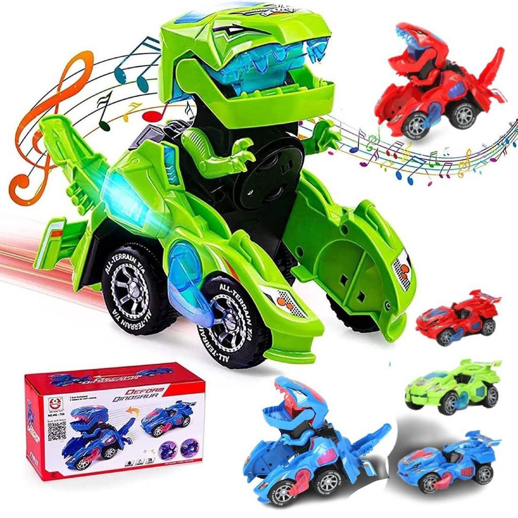 Elektrisches Dinosaurier-Transformationsauto mit LED-Lichtern und Soundeffekten