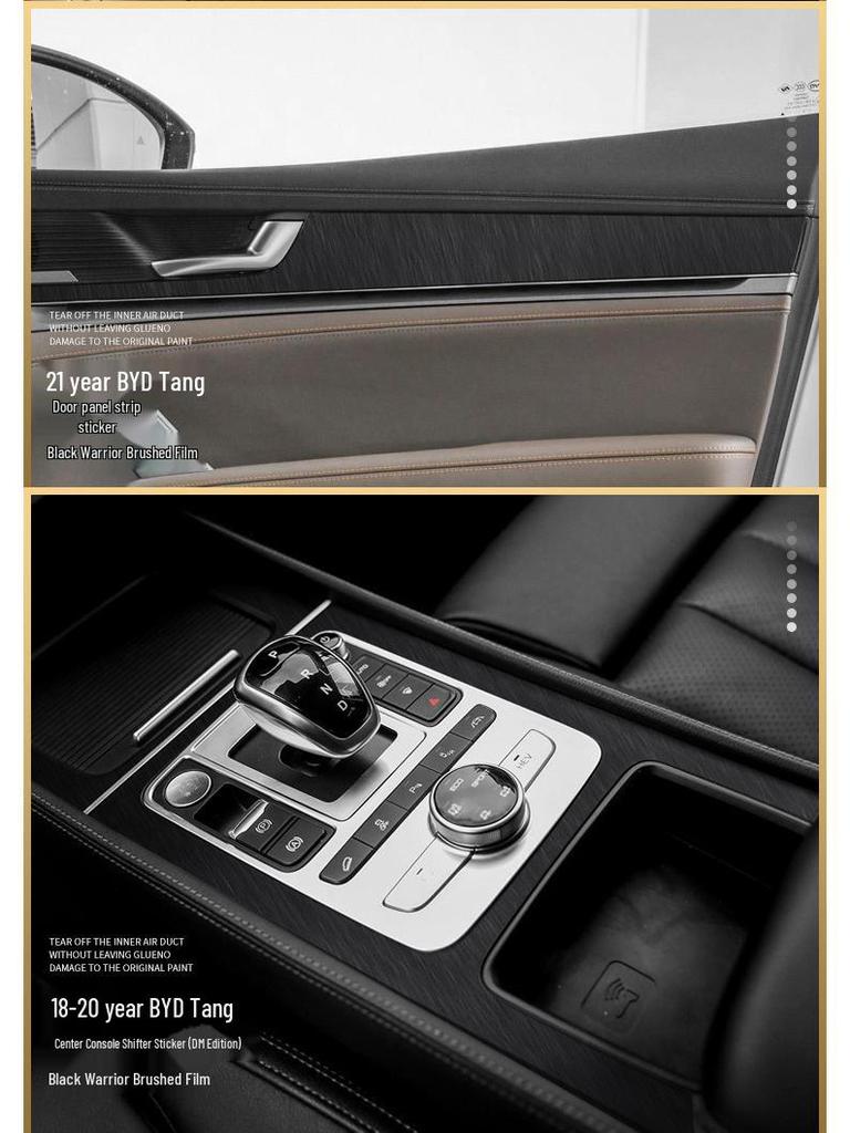 Black Warrior Gebürsteter Autoaufkleber für 17-21 BYD Tang Innenraum Mittelkonsolen Dekoration