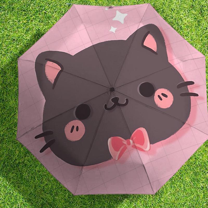 Kawaii Cat Bow Tie Umbrella: Cute Design, Automatic Opening & Closing, Outdoor Travel Essential, Lightweight & Durable 018