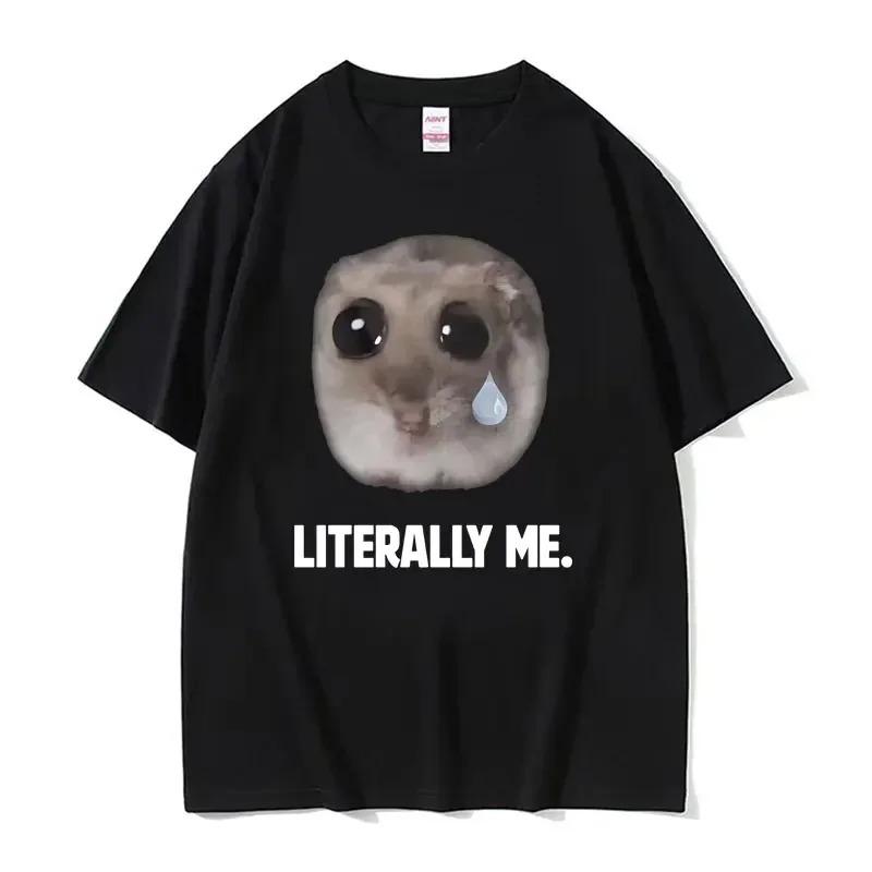 Funny Sad Hamster Im Just Little Girl Crew Neck T Shirt Casual Daily Short Sleeve Graphic Top For Unisex Unisex