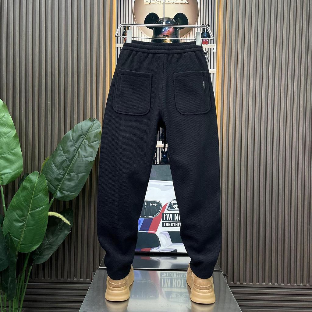 Autumn and Winter New Trendy Men's Pants Popular Handsome Warm Versatile Pants Fleece Thickened Thin Pants Casual Pants