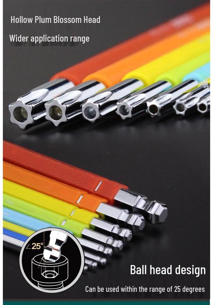 A Industrial S2 Alloy Steel 9-Piece Colored Torx Hex Key Set LA319103