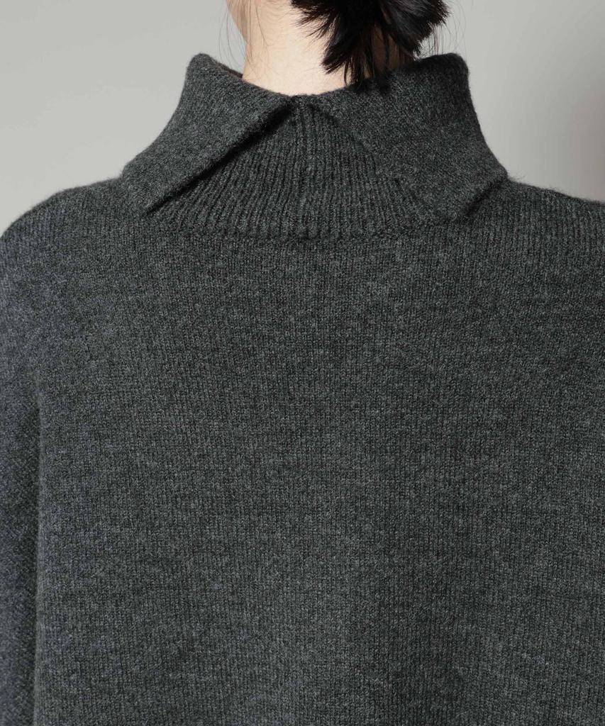 Nano Universe Compression Knit Size F Women's Wide-Sleeve Turtleneck, 023, Charcoal, 673-5222311