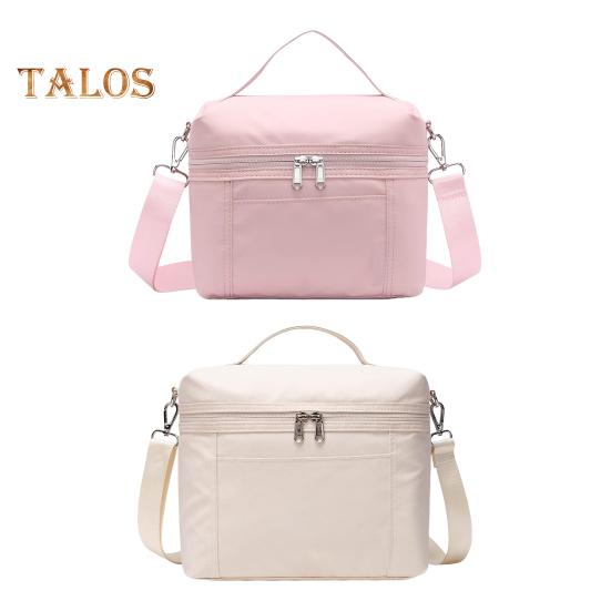 Borsa termica per il pranzo per adulti, in nylon leggero, impermeabile, con tracolla rimovibile, borsa termica con doppia cerniera per il pranzo, per lavoro, picnic, campeggio